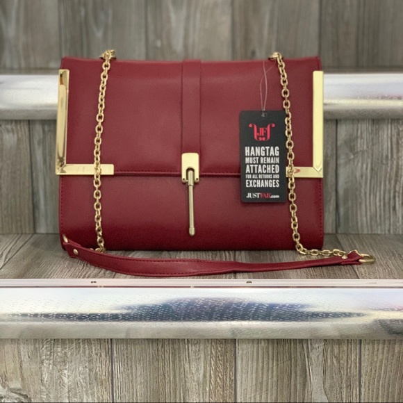 Just Fab | Burgundy Crossbody Bag - Picture 3 of 3